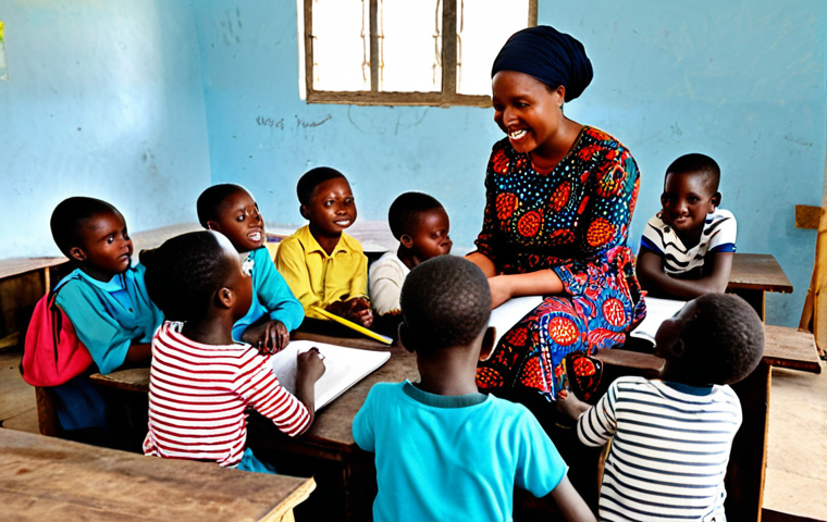 Psychological Support for Children**

A group of children, fully clothed in modest clothing, are drawing with crayons under the supervision of a friendly teacher in a bright and cheerful community center in Cameroon. The room is decorated with colorful artwork.  Emphasis on the children's expressions of hope and resilience.  Safe for work, appropriate content, family-friendly, perfect anatomy, natural proportions, professional illustration, high quality.

**